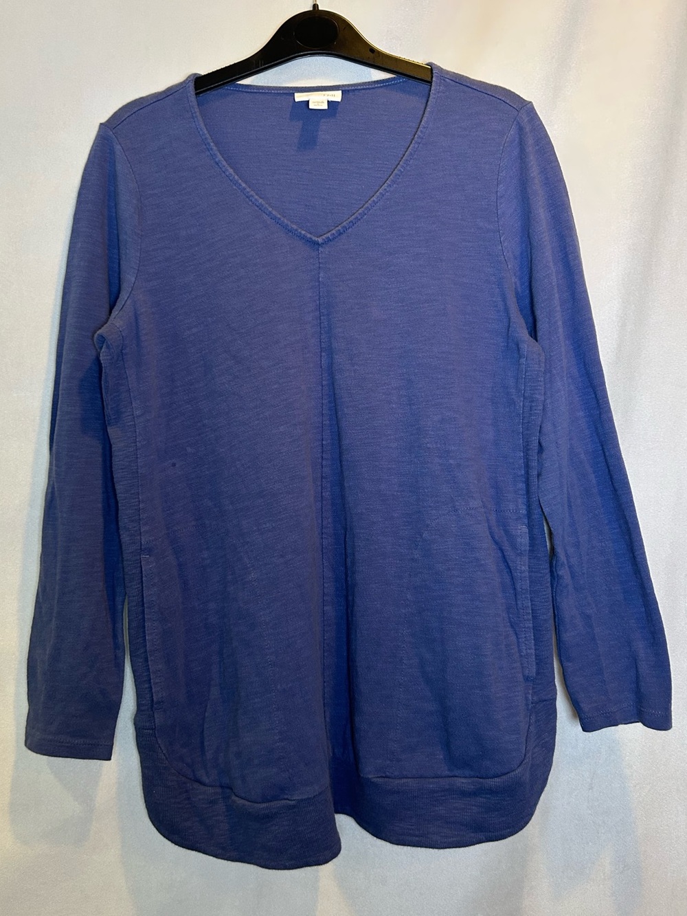 J. Jill Blue Cotton Long Sleeve V-Neck Tunic Top. Size S - Picture 5 of 13